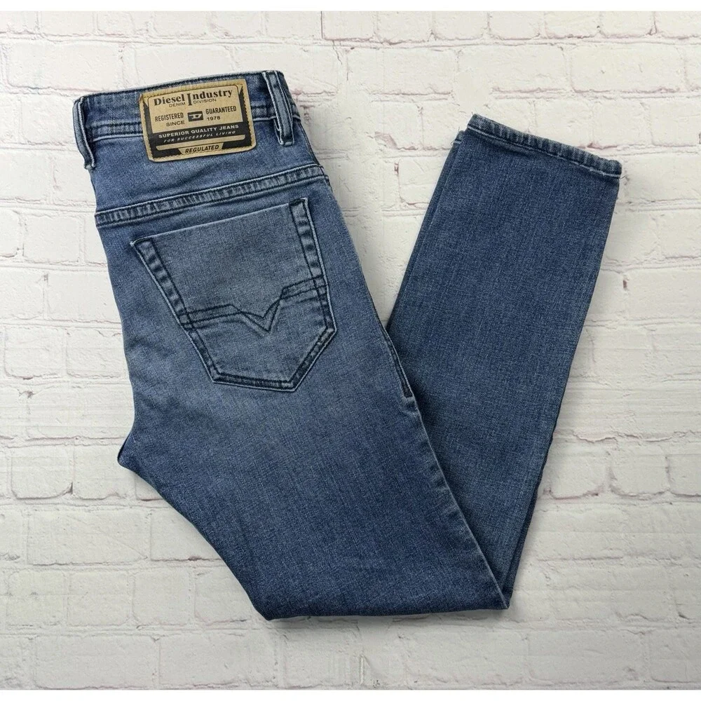 Diesel Mens Thommer Slim Jeans RE062 Blue Stretch Denim $250 Size 30x30 (30/30)
